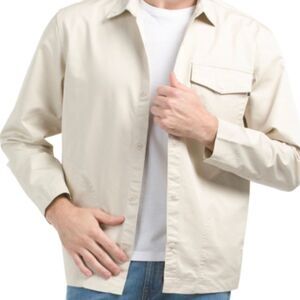 Dockers Oversized Shirt Jacket Button-front Cream Size 2XLarge NWT